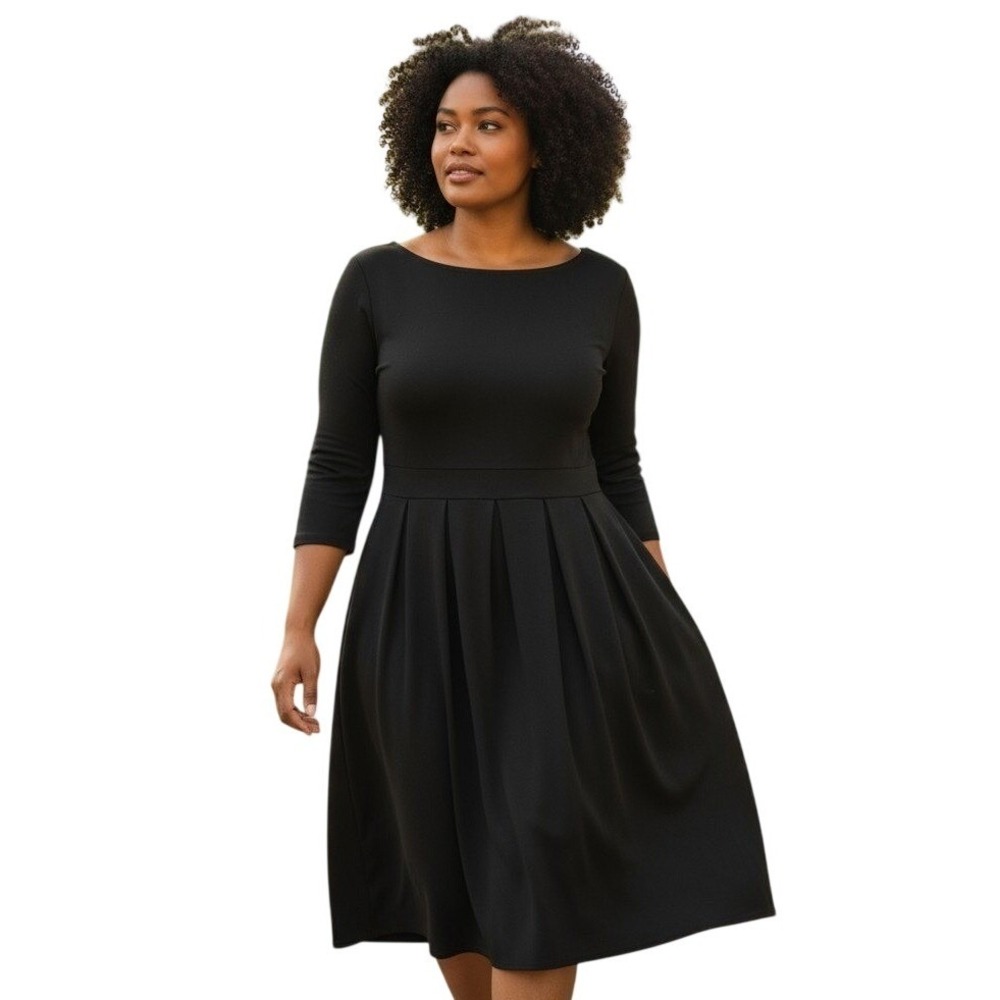 The Vermont Country Store Women Dress Black Corduroy Pintucked Long Modest Small